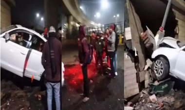 नोएडा में बड़ा हादसा, तेज रफ्तार ऑडी शौचालय से टकराई, पांच लोग घायल