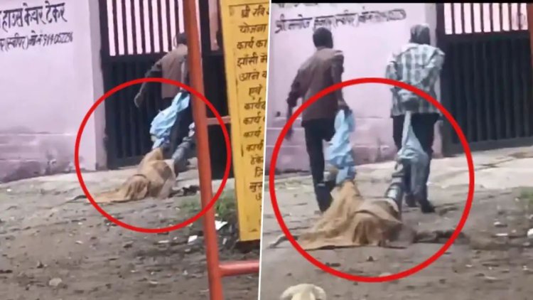 इंसानियत शर्मसार! लाश के पैरों को कपड़ा बांधकर घसीटते दिखे दो शख्स, झांसी के मेडिकल कालेज के पोस्टमार्टम हाउस का वीडियो आया सामने