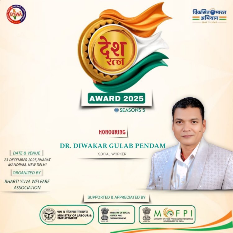 Dr. Diwakar Gulab Pendam to Be Honoured with Desh Ratna Award 2025 for Excellence in Social Service