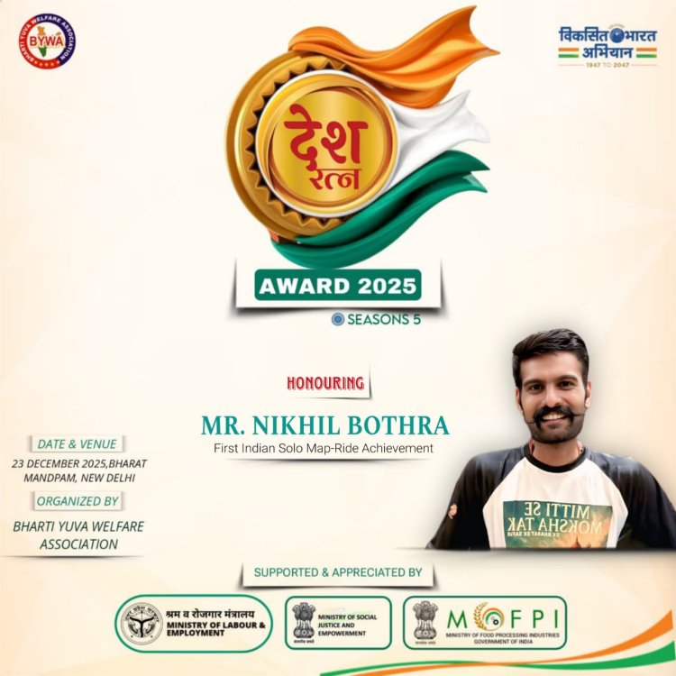 Mr. Nikhil Bothra to Be Honoured with Desh Ratna Award 2025 for Historic Solo Map-Ride Achievement
